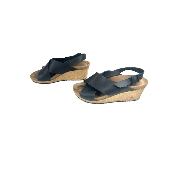 Birkenstock by Papillo Black Leather Samira Wedge Sandal Shoe size 9 - Picture 4 of 16